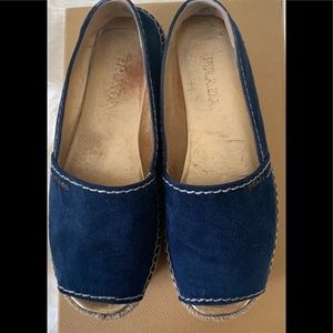 Prada Peeptoe Platform Espadrille Sandals